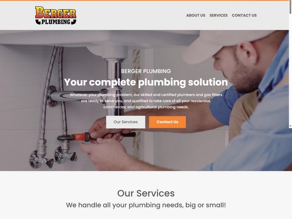 A cropped image of the Berger Plumbing frontpage.