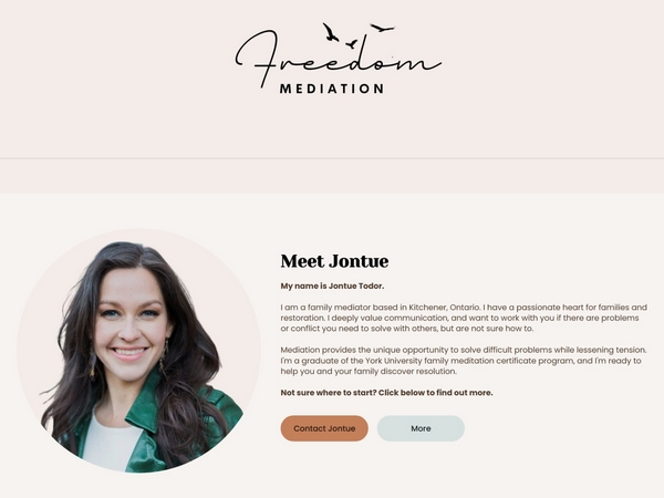 Cropped image of Freedom Mediation's frontpage.