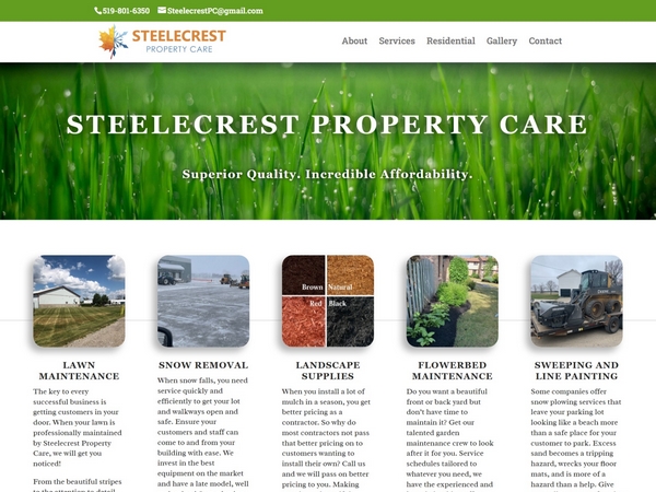 Cropped image of the Steelecrest Property Care frontpage.
